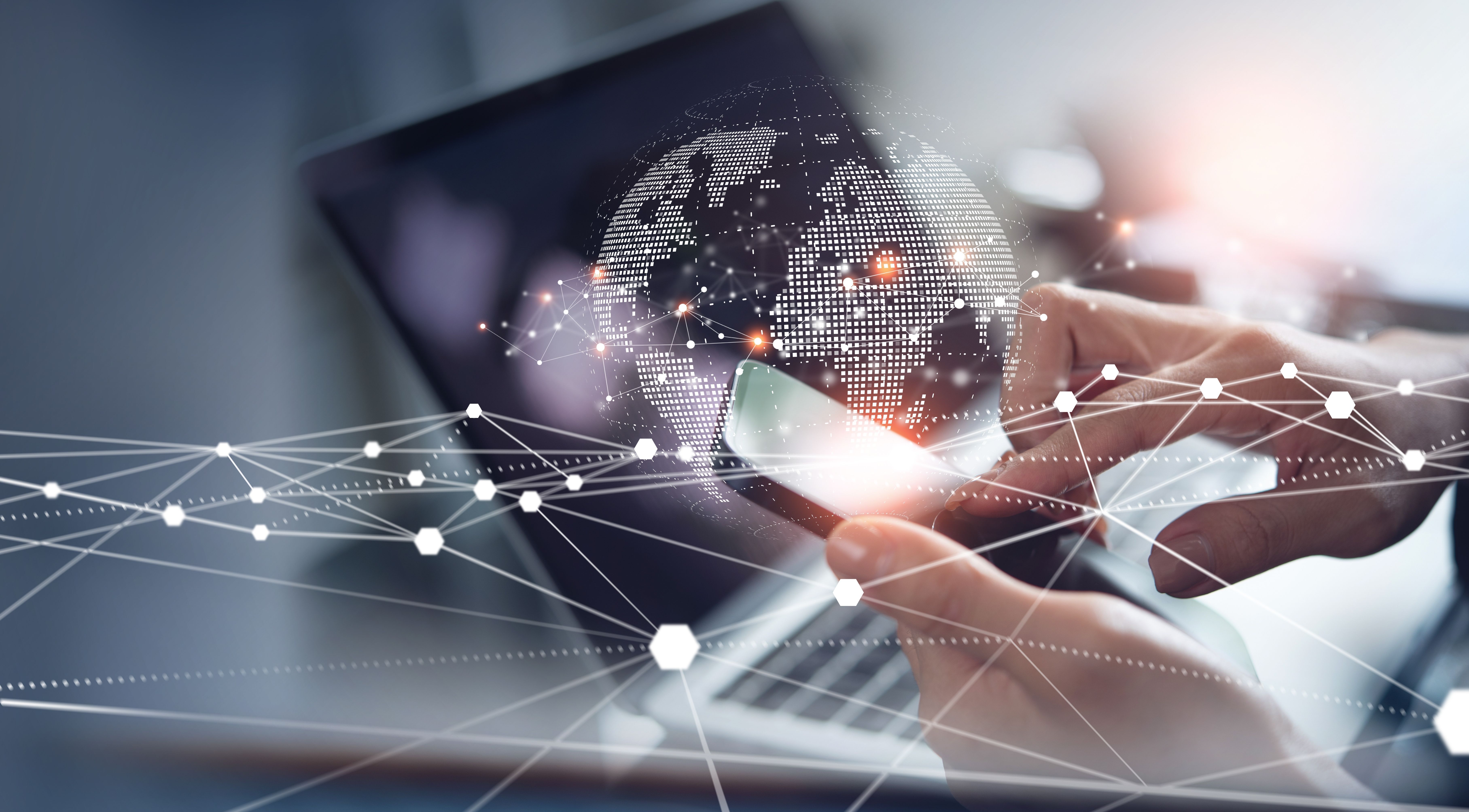 Shutterstock 2446979289 Digital laptop connecting dots